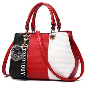 handbags for women fashion ladies purses pu leather satchel shoulder tote bags (red)