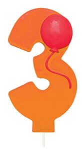 creative converting numerical balloon candle, 3″, orange