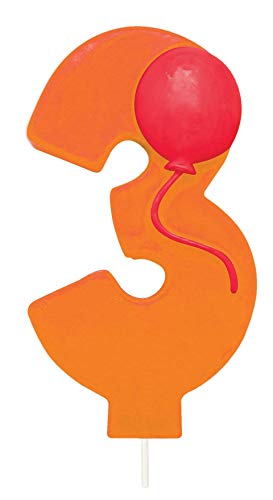 Creative Converting Numerical Balloon Candle, 3", Orange