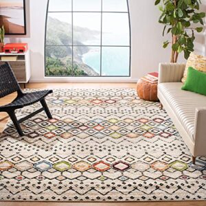 safavieh amsterdam collection 8′ x 10′ ivory/multi ams108k moroccan boho non-shedding living room bedroom dining home office area rug