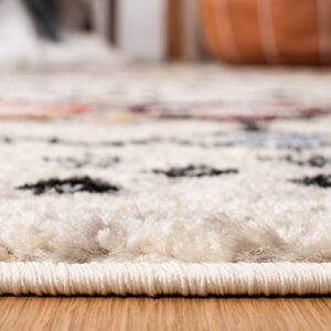 SAFAVIEH Amsterdam Collection 8' x 10' Ivory/Multi AMS108K Moroccan Boho Non-Shedding Living Room Bedroom Dining Home Office Area Rug