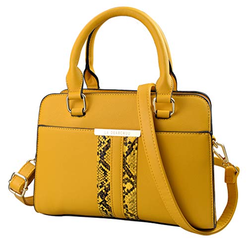 Snakeskin Print Handbag Purses for Women Top Handle Satchel Shoulder Bags Work Tote Small Leather Crossbody Bag Yellow