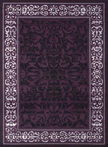united weavers dallas baroness area floor rug – plum, 5×8, modern indoor area rug with bordered pattern, jute backing