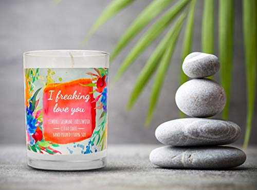 I Freaking Love You – Candle Gifts for Women, Relaxing Gifts for Women, Mother’s Day, Relaxing Candle for Friend, Best Friend, Friendship Gifts for Women, Lemon, Jasmine, Rosewood Scented Candle