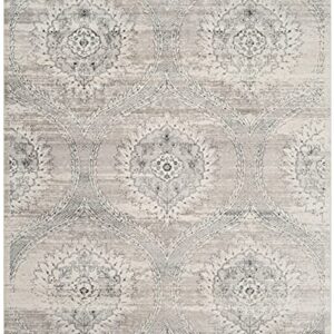 SAFAVIEH Carnegie Collection 6'7" x 9'2" Light Grey/Cream CNG626A Vintage Distressed Non-Shedding Living Room Bedroom Dining Home Office Area Rug