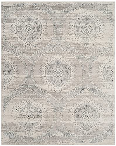 SAFAVIEH Carnegie Collection 6'7" x 9'2" Light Grey/Cream CNG626A Vintage Distressed Non-Shedding Living Room Bedroom Dining Home Office Area Rug