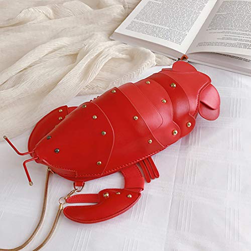 FENICAL Crawfish Crossbody Bag PU Leather Funny Single Shoulder Bag Cute Fashion Chain Bag Messenger Bag for Women Ladies Girls (Red)