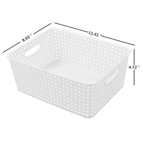 Lesbin 4-Pack White Plastic Organizer Basket, Woven Storage Bins