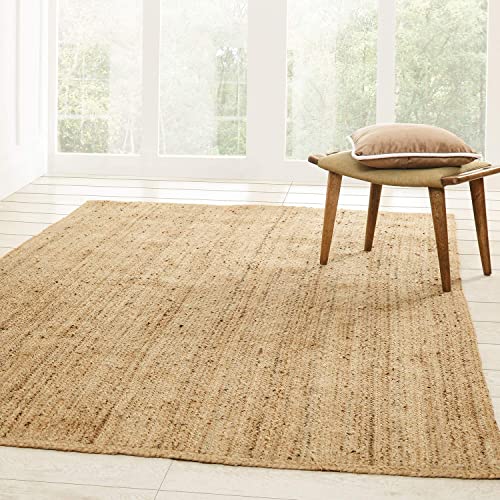 Superior Hand Woven Natural Fiber Reversible High Traffic Resistant Braided Jute Area Rug, 8' x 10'