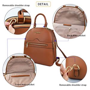 LA DEARCHUU Backpack Purse for Women Leather Backpack, Double Zipper Casual Backpack Fashion Travel Backpack Shoulder Backpack, Brown