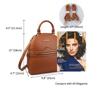 LA DEARCHUU Backpack Purse for Women Leather Backpack, Double Zipper Casual Backpack Fashion Travel Backpack Shoulder Backpack, Brown