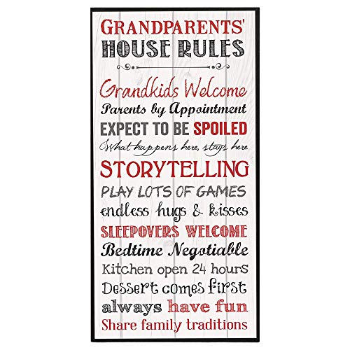 P. Graham Dunn Grandparents House Rules Decorative Wall Art Sign Plaque, 12 x 6 White Mounted Print