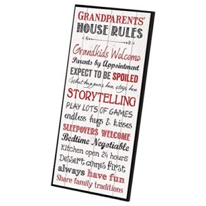 P. Graham Dunn Grandparents House Rules Decorative Wall Art Sign Plaque, 12 x 6 White Mounted Print