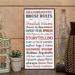 P. Graham Dunn Grandparents House Rules Decorative Wall Art Sign Plaque, 12 x 6 White Mounted Print