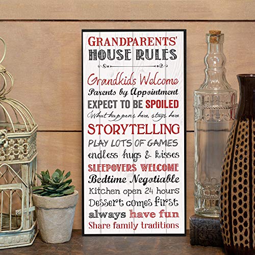 P. Graham Dunn Grandparents House Rules Decorative Wall Art Sign Plaque, 12 x 6 White Mounted Print