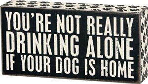 primitives by kathy paw-print trimmed box sign, 8″ x 4″, black and white
