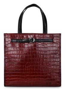 antonio valeria emma dark red croco print premium leather top-handle tote for women