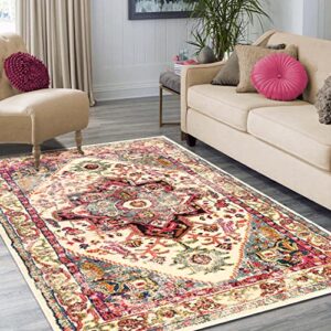 superior distressed jasmira area rug, 5′ x 8′, cream