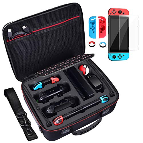 Diocall Deluxe Carrying Case Compatible with Nintendo Switch and Switch OLED 2021, Travel Bag Fit Switch Pro Controller