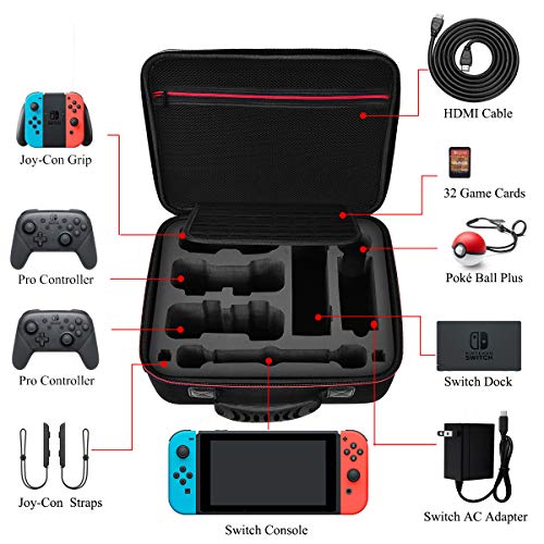 Diocall Deluxe Carrying Case Compatible with Nintendo Switch and Switch OLED 2021, Travel Bag Fit Switch Pro Controller