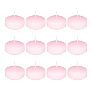 mega candles 12 pcs unscented pink floating disc candle, hand poured paraffin wax candles 2 inch diameter, home décor, wedding receptions, baby showers, birthdays, celebrations & party favors