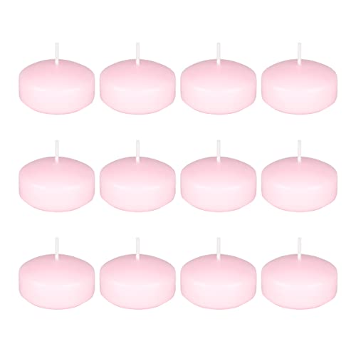 Mega Candles 12 pcs Unscented Pink Floating Disc Candle, Hand Poured Paraffin Wax Candles 2 Inch Diameter, Home Décor, Wedding Receptions, Baby Showers, Birthdays, Celebrations & Party Favors