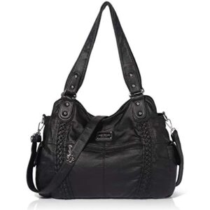 angel barcelo roomy fashion hobo womens handbags ladies purse satchel shoulder bags tote washed leather bag black