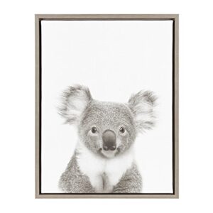 kate and laurel sylvie koala black and white portrait framed canvas wall art by simon te tai, 18×24 gray