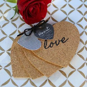 Kate Aspen Heart Cork Coasters, Set of 4