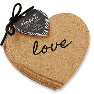 Kate Aspen Heart Cork Coasters, Set of 4