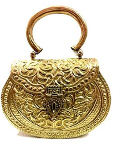 golden clutches vintage handmade brass metal purse hand clutch handbag for women party bride marriage clutch
