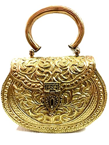 Golden Clutches Vintage Handmade Brass Metal Purse Hand Clutch Handbag for Women Party Bride Marriage Clutch