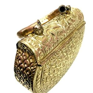 Golden Clutches Vintage Handmade Brass Metal Purse Hand Clutch Handbag for Women Party Bride Marriage Clutch