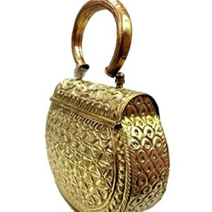 Golden Clutches Vintage Handmade Brass Metal Purse Hand Clutch Handbag for Women Party Bride Marriage Clutch