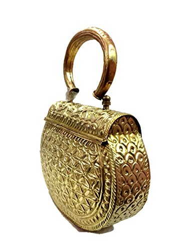 Golden Clutches Vintage Handmade Brass Metal Purse Hand Clutch Handbag for Women Party Bride Marriage Clutch