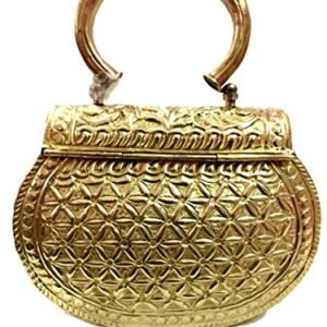 Golden Clutches Vintage Handmade Brass Metal Purse Hand Clutch Handbag for Women Party Bride Marriage Clutch