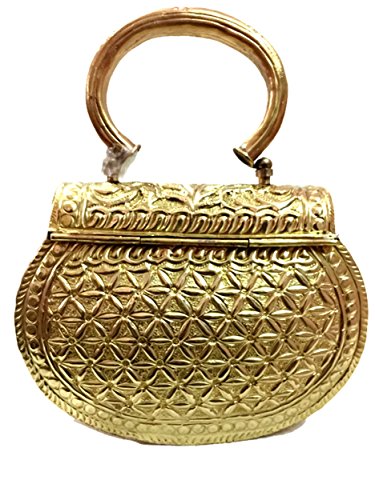 Golden Clutches Vintage Handmade Brass Metal Purse Hand Clutch Handbag for Women Party Bride Marriage Clutch