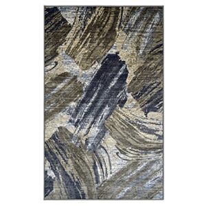superior glenbrook modern abstract non-slip indoor area rug with foam backing, 5′ x 8′, brown-beige