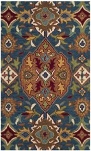 safavieh heritage collection 2′ x 3′ camel / blue hg653a handmade traditional oriental premium wool accent rug
