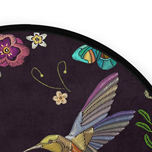 AGONA Area Rug Beautiful Hummingbirds Exotic Flowers Round Rugs Non Slip Soft Circle Floor Mat Carpets for Bedroom Kids Rooms Living Room Playroom 3 Feet