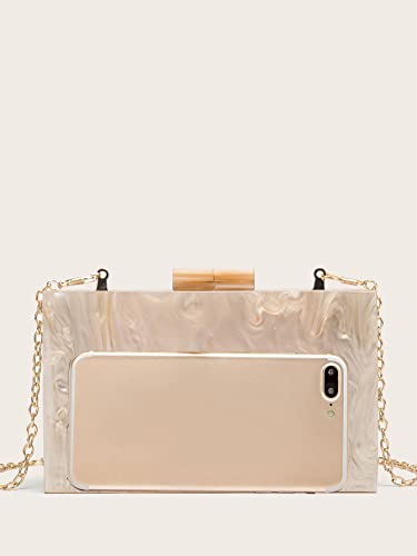 Acrylic Clutch Purses for women Perspex Bag Box Clutch Evening Crossbody Handbags (APRICOT)