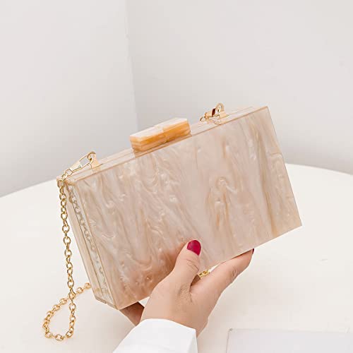 Acrylic Clutch Purses for women Perspex Bag Box Clutch Evening Crossbody Handbags (APRICOT)