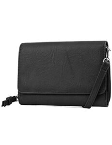 mundi rfid crossbody bag for women anti theft travel purse handbag wallet vegan leather ((black))