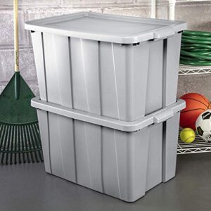 Sterilite 16796A04 Tuff1 30 Gallon Plastic Stackable Temperature & Impact Resistant Basement/Garage/Attic Storage Tote Container Bin with Lid, Gray