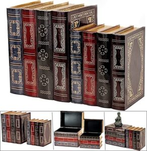 bellaa 25419 books, book ends, vintage, secret storage, bookends for shelves, non-skid bookend, heavy duty book end, book holder stopper for books/movies/cds/video games (2 pairs)