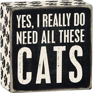 primitives by kathy word box sign, 4″ square, yes, cats