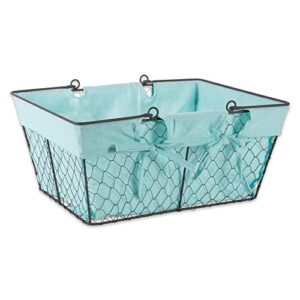dii farmhouse chicken wire egg basket, storage baskets with liner, aqua, 16x12x7.88″