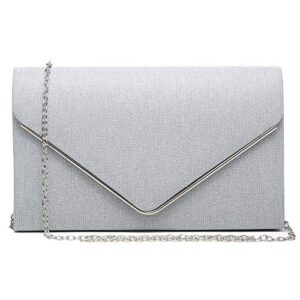 dasein women glistening clutches handbags evening bags wedding purses cocktail prom party clutches (silver)