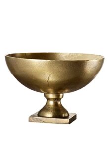 serene spaces living antique brass pedestal bowl, vintage wedding centerpiece, fruit, treats holder, flower vase for dining table, entry way, console table, holiday decor, 10″ diameter & 6.75″ tall