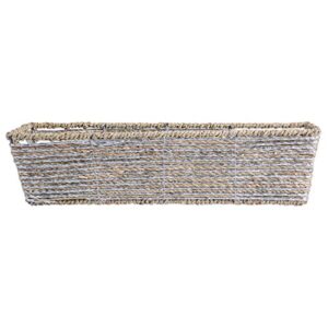 DII Trapezoid Seagrass Metallic Basket, 16x5x4-Set of 2, Silver